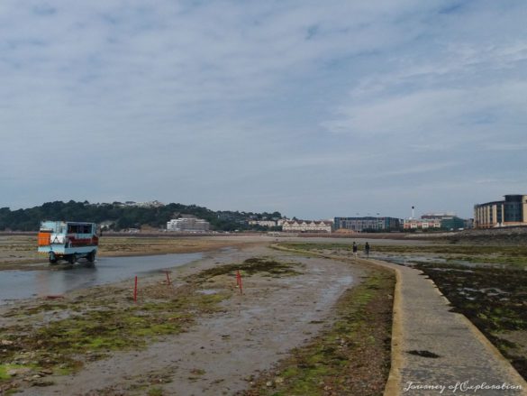 Causeway & amphibian castle ferry, Elizabeth Castle, St Helier