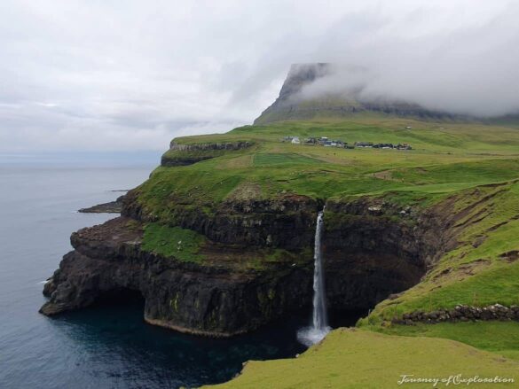 View of Mullafossur Waterfall, Faroe Islands