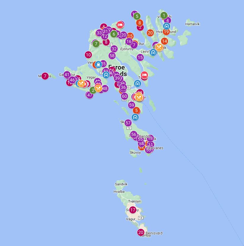 Faroe Islands Tourist Map